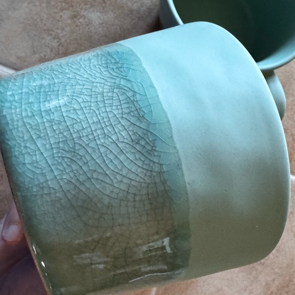 🌼Anthropologie Set of 2 Teal Ceramic mugs🌼 Like New. Never used🌼 - Picture 12 of 14